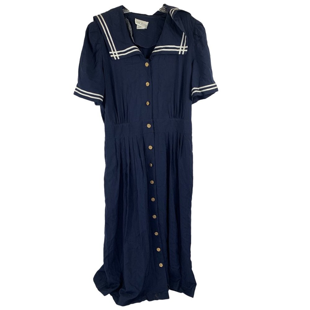 Navy Blue Button-Down Dress